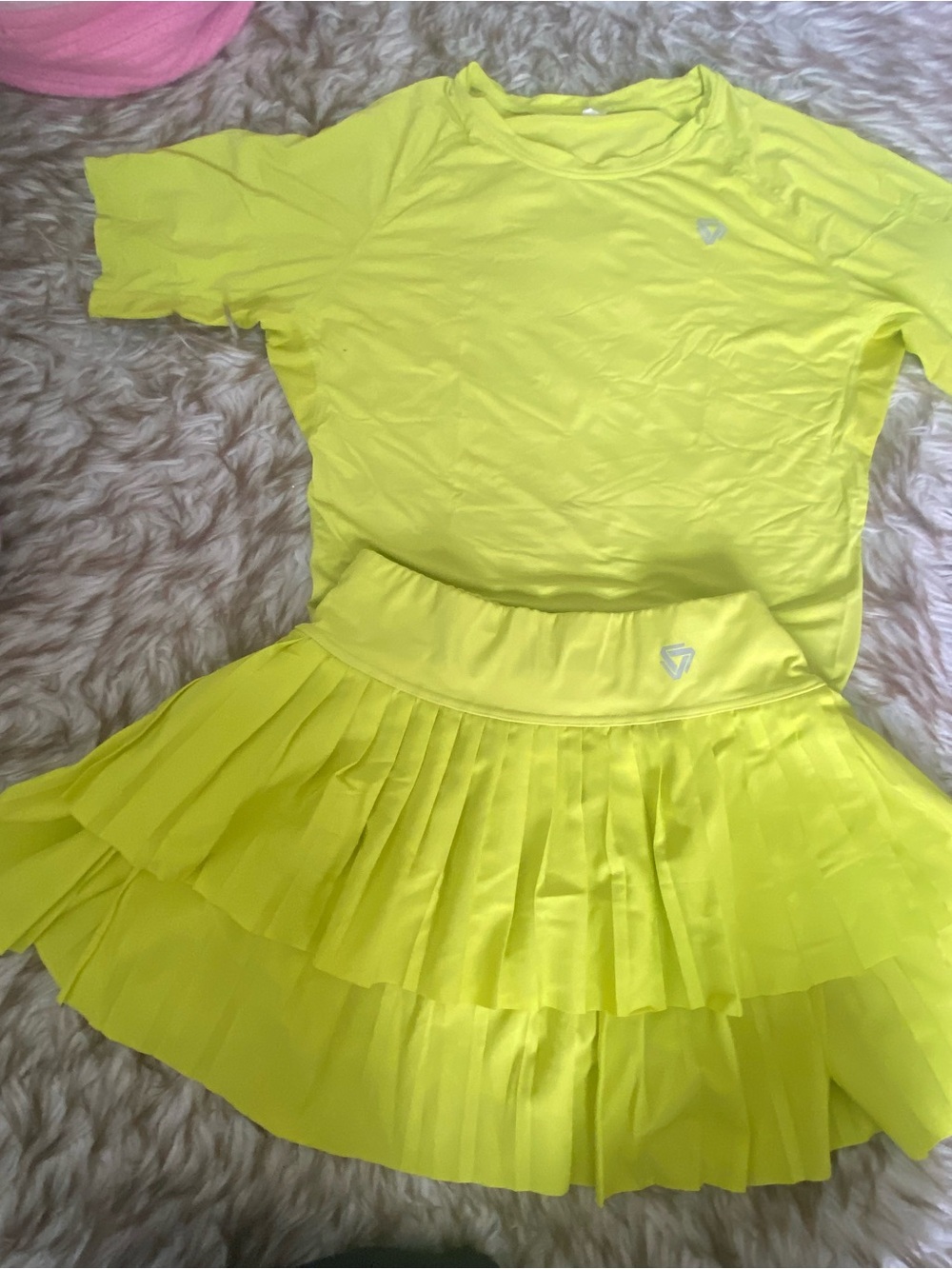 Womens Tennis Skirt Set with Short Sleeve Top